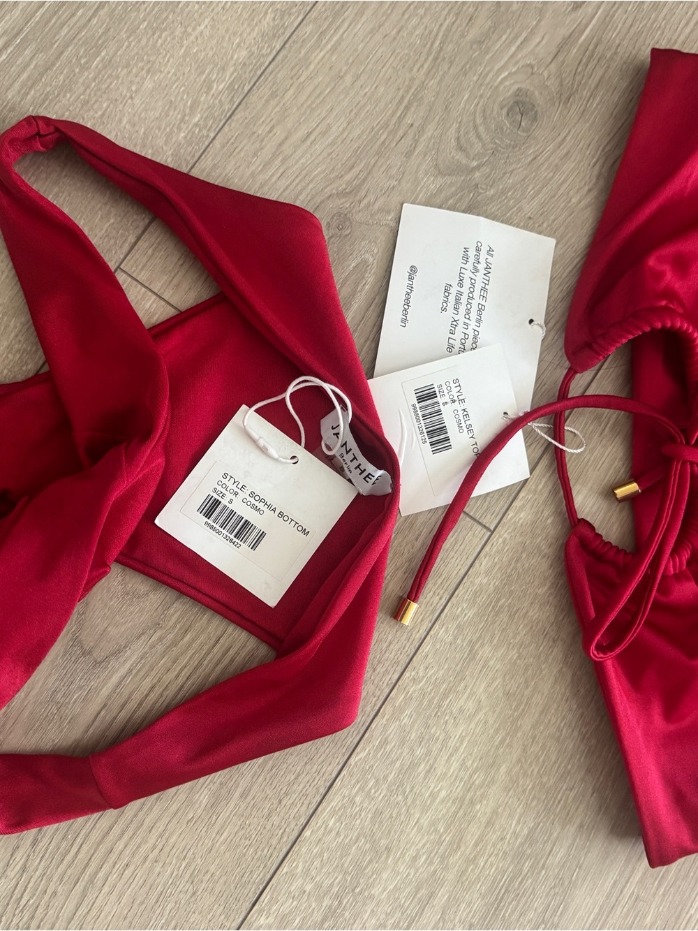 Ring-Front Strapless Bikini Set in Crimson Red - Picture 6 of 6